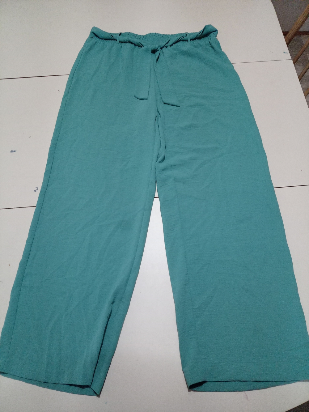Women's Wide-Leg Drawstring Pants in Teal - Picture 1 of 4
